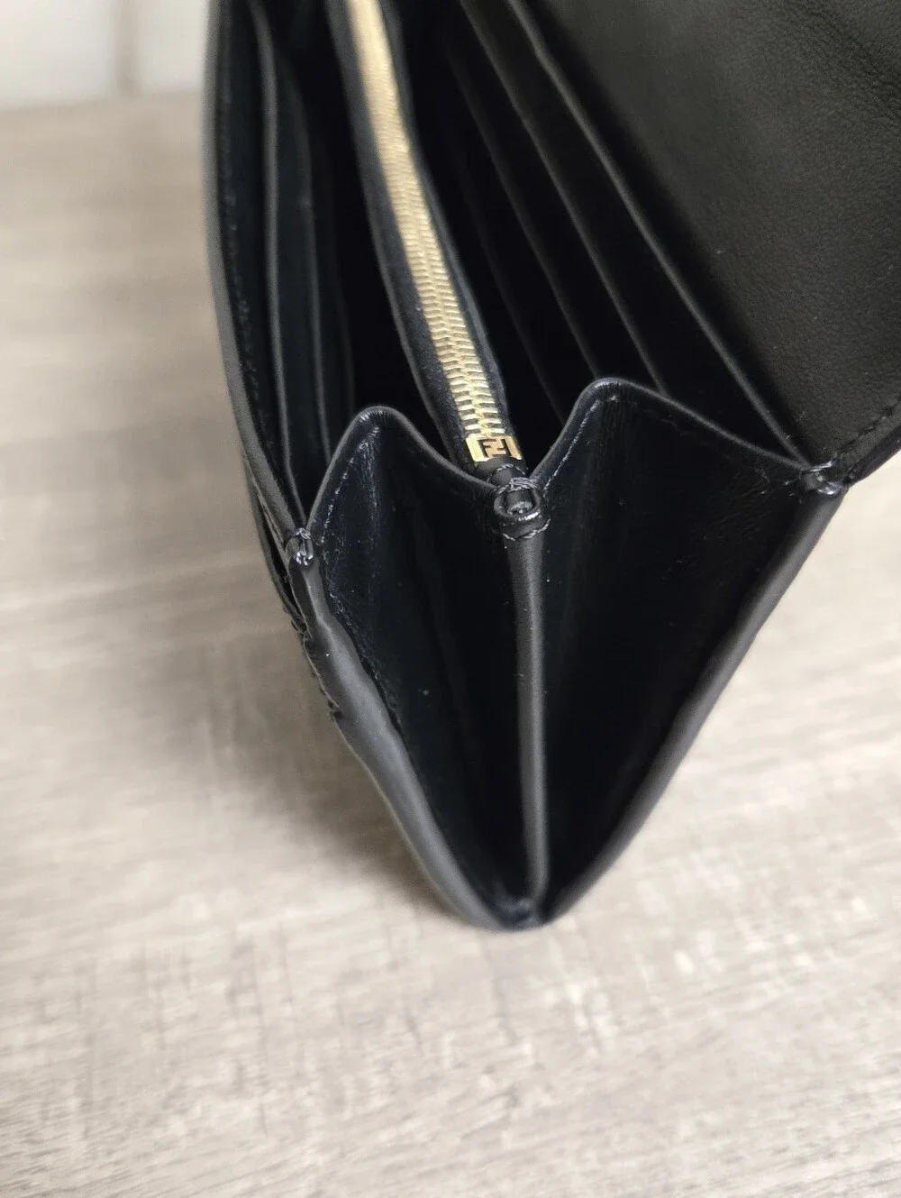 Fendi Roma Continental Black Leather Long Wallet Authentic 8M0251